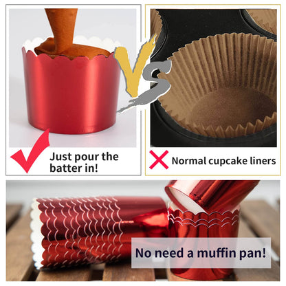 Paper Baking Cups, 50pcs Cupcake Liners Red Muffin Liners Greaseproof Disposable Bulk Cupcake Wrapper, 6 oz Standard Jumbo Muffin Cups for Halloween Christmas Parties by Dootafy