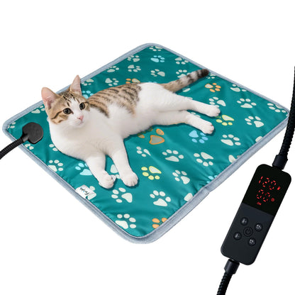 furrybaby Pet Heating Pad, Waterproof Dog Heating Pad Mat for Cat with Durable Anti-Bite Tube Indoor for Puppies Dogs Cats (1 Pack Black, 17 X 17in, Temp Adjustable)