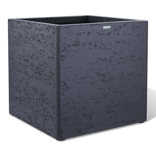 TerraDeco 20 Inch Square Concrete Planter（20Lx20Wx20H，48 Pounds）,Durable All-Weather Use with Drainage Holes,Large Square Planter for Outdoor Indoor Plants