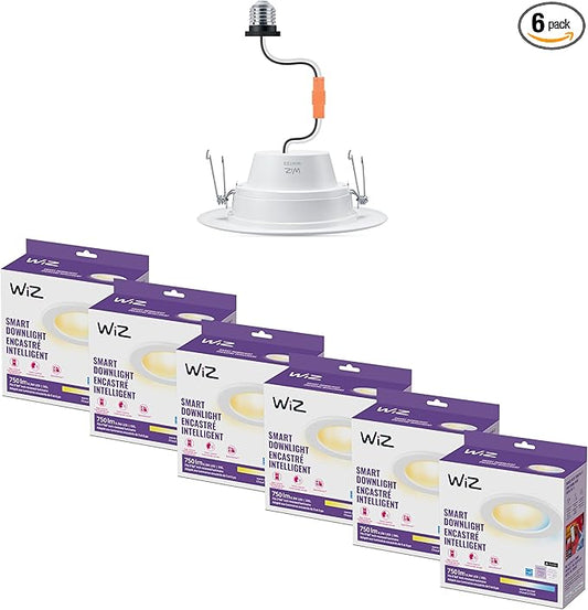 WiZ Connected Smart Wi-Fi LED Downlight & Recessed Spot Color & Tunable White Metal/Plastic/White Wi-Fi - Pack of 6