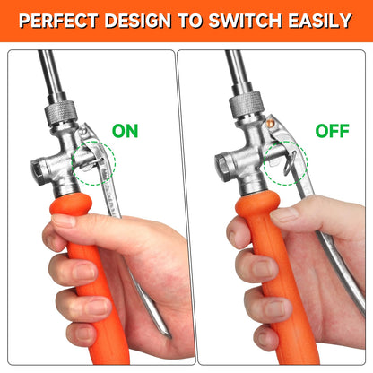 All Metal 44 Inches Replacement Sprayer Wand, Garden Hose Watering Wand with 3/4'' Brass Connector, 1/4" & 3/8" Brass Barb for Most Sprayer Hoses, Built-in Stainless Steel & 2 Hose Clamps