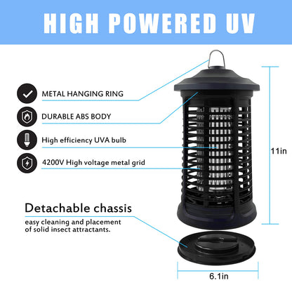 Electric Bug Zapper Indoor/Outdoor, 4200V High Powered Mosquito Zappers Killer, Waterproof Insect Fly Swatter Zapper Mosquito Trap Outdoor, Fly Traps, Insect Killer for Home,Garden,Backyard, Camping