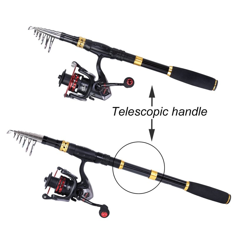 Sougayilang Fishing Rod Combos with Telescopic Fishing Pole Spinning Reels Fishing Carrier Bag for Travel Saltwater Freshwater Fishing(2.4M/7.87FT)