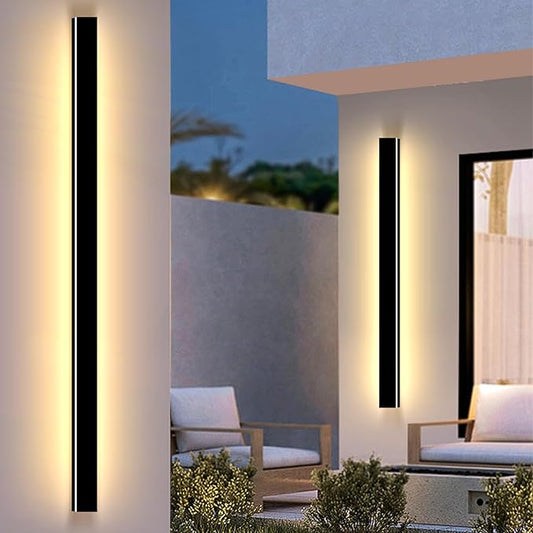 Outdoor Wall Lights, 2 Pack 79 Inch Black LED Exterior Light Fixtures Wall Mount, Modern Outdoor Lights Exterior Sconce 3000K Long Strip Wall Lamp Outside Lighting for Garage, House