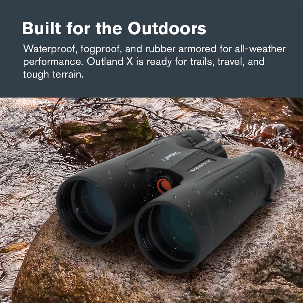 Celestron – Outland X 10x50 Binoculars – Waterproof & Fogproof – Binoculars for Adults – Multi-Coated Optics and BaK-4 Prisms – Protective Rubber Armoring, Black