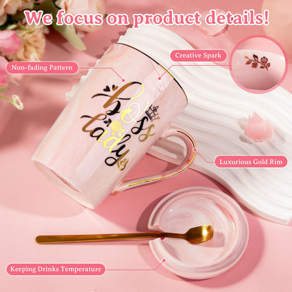 Best Friend Birthday Gifts for Women, Friendship Gifts for Women, Unique Birthday Valentines Day Gift Ideas for Her, Friends Female, Besties, BFF Ceramic Marble Coffee Mug Gift Box Printed Gold 14 oz