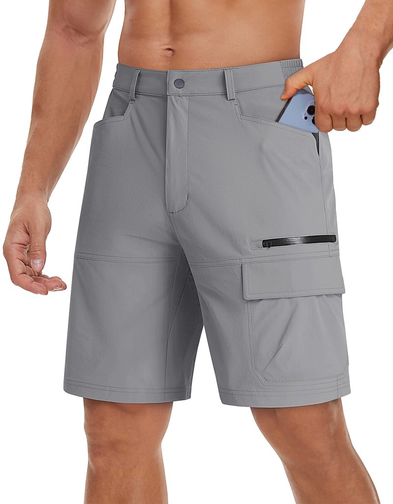 TACVASEN Men's Cargo Shorts Golf Dress Casual Lightweight Quick Dry Water Resistant Summer Work Hiking Shorts Fishing Light Grey 36