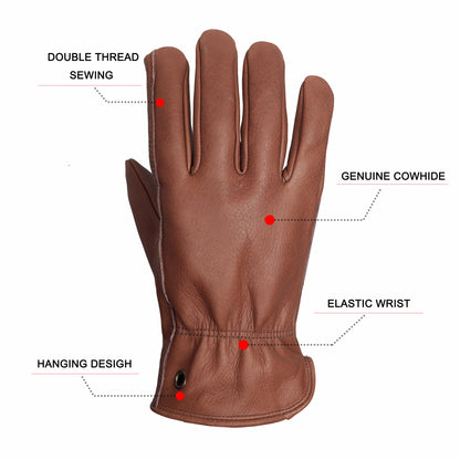 NBLEAGLO Leather gardening gloves for Men and women, Thorn proof Safety Leather Work Gloves for Garden,Construction Heavy Duty Work (Brown, Large)