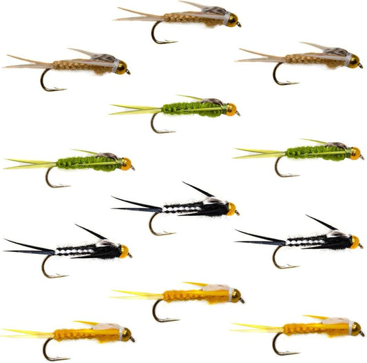 Outdoor Planet Dry Fly & Nymph Lure Assortment - 12/24 Pack for Trout Fishing