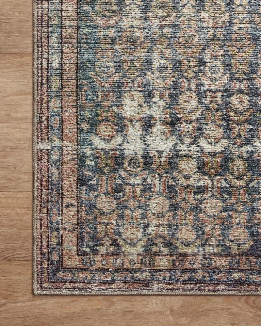Loloi Amber Lewis Billie Collection, Ocean & Brick 7'-6" x 9'-6" Area Rug – Antique & Distressed Accent Rugs for Living Room, Bedroom, Entryway & Hallway, No Shed High Traffic Area Home Decor Rug