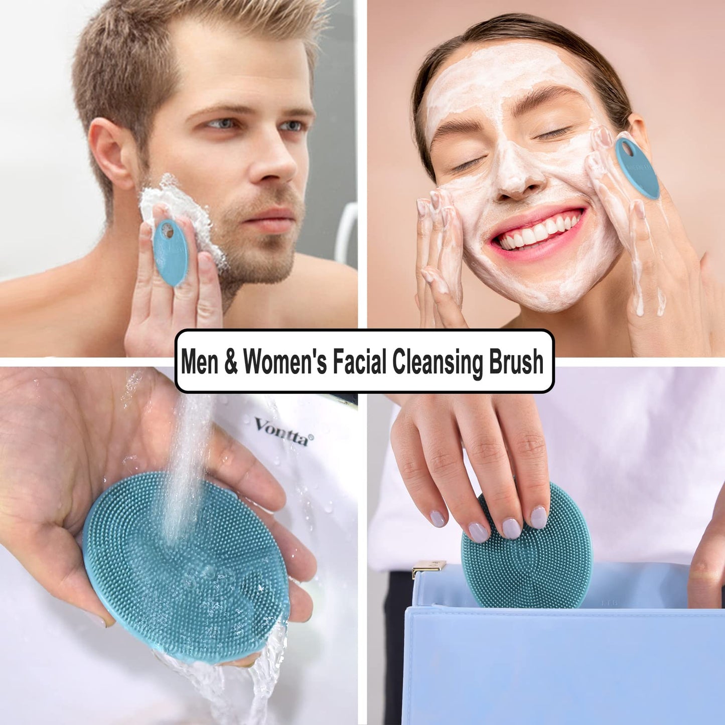 INNERNEED Super Soft Silicone Face Cleanser and Massager Brush Manual Facial Cleansing Scrubber Handheld Wash Pad for Sensitive, Delicate, Dry Skin (Pack of 4)