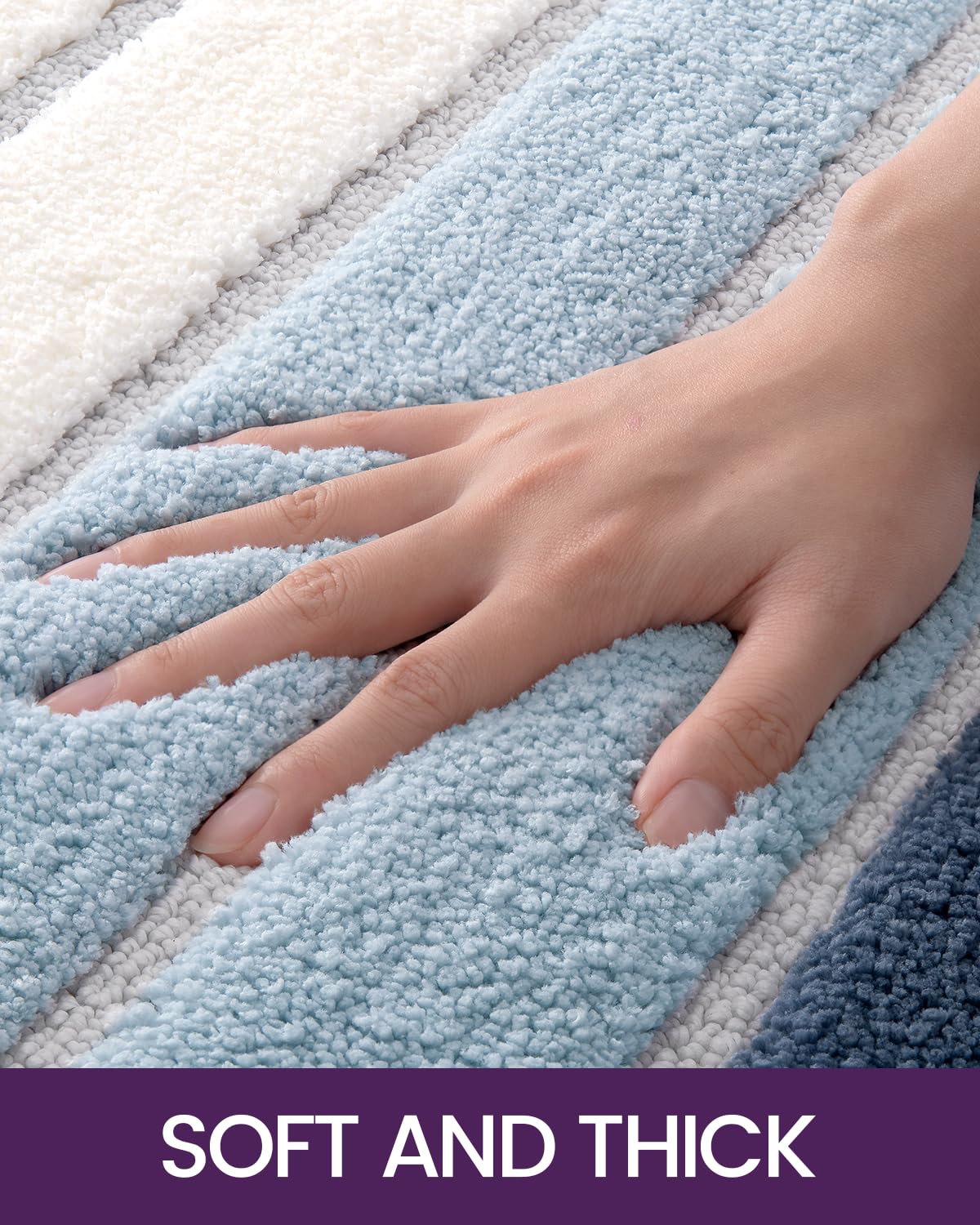 DEXI Bath Mats for Bathroom, 24x36 Absorbent Microfiber Bath Mat Quick Dry, Washable Bathroom Rugs with Non Slip Backing for Shower Floor, Sink, Tub, Blue