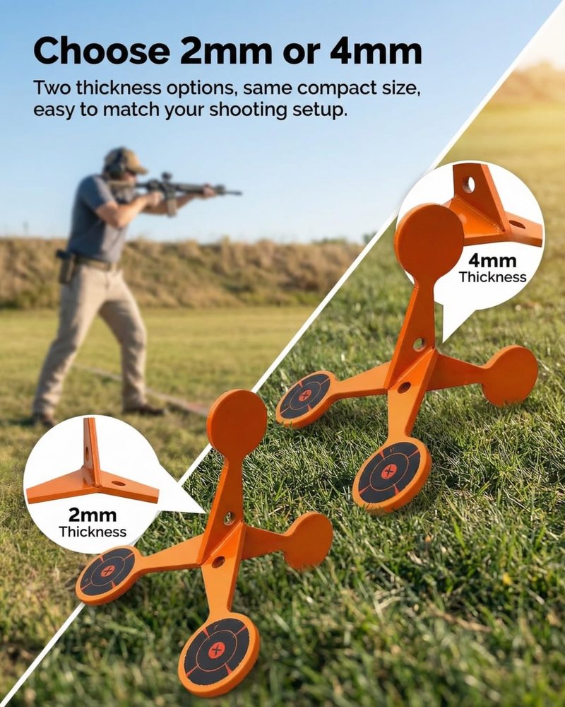 Spinning Shooting Target Thickened Flip Roller, Walking Flipping or Jumping Resetting Target with 10 Sheets of Splash Paper, Portable Metal Reactive Targets for Airsoft, Pellet Guns(2mm)