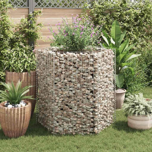 Gabion Raised Bed Silver Galvanized Steel 39.4 x 35.4 x 39.4 in, Gardening, Pots & Planters, 142533