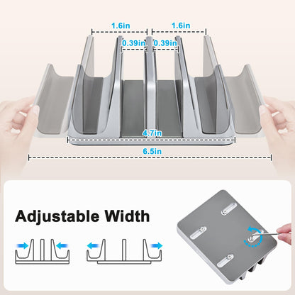 JARLINK 4-in-1 Adjustable Vertical Laptop Stand Holder, Aluminum Dual Slots Laptop Rack for Desk, Space-Saving Organizer for All MacBook, Surface, Chromebook, and Gaming Laptops (Silver)