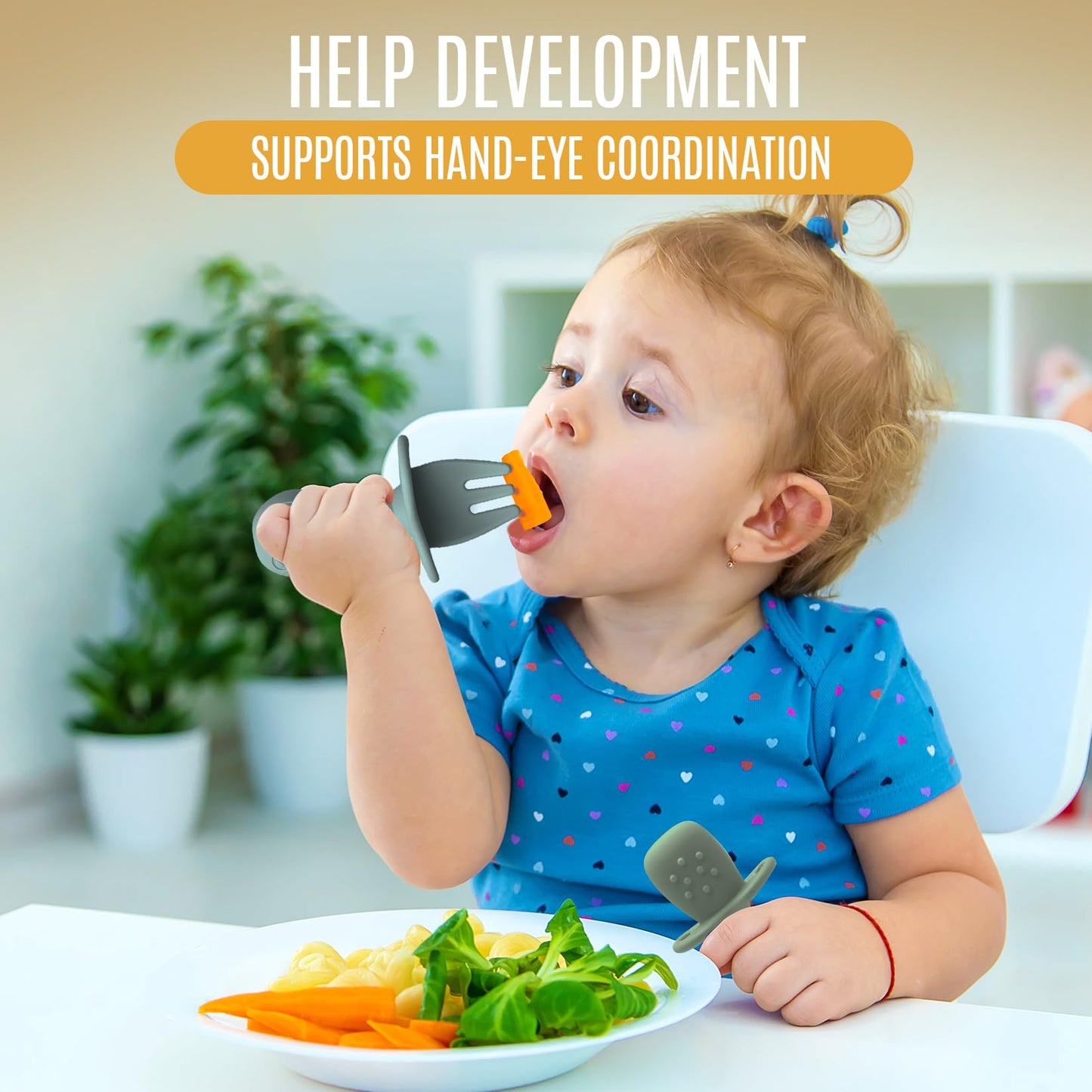 HippoBaby 4pc Silicone Baby Spoons Self Feeding Baby Utensils 6-12 Months - 3 Baby Spoon - 1 Baby Fork - Toddler Cutlery Set - BPA Free, Dishwasher Safe, Baby Eating Essentials (Light pink/Army Green)