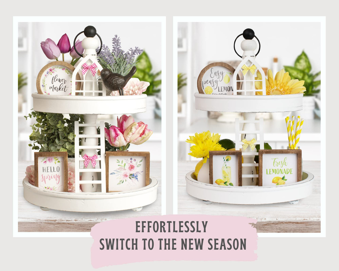 The Ultimate Farmhouse Fall Tiered Tray Decor Set - Beautiful Year Round Seasonal & Halloween Holiday Decoration Bundle - The Perfect Christmas Centerpiece Design for Home & Kitchen Decor
