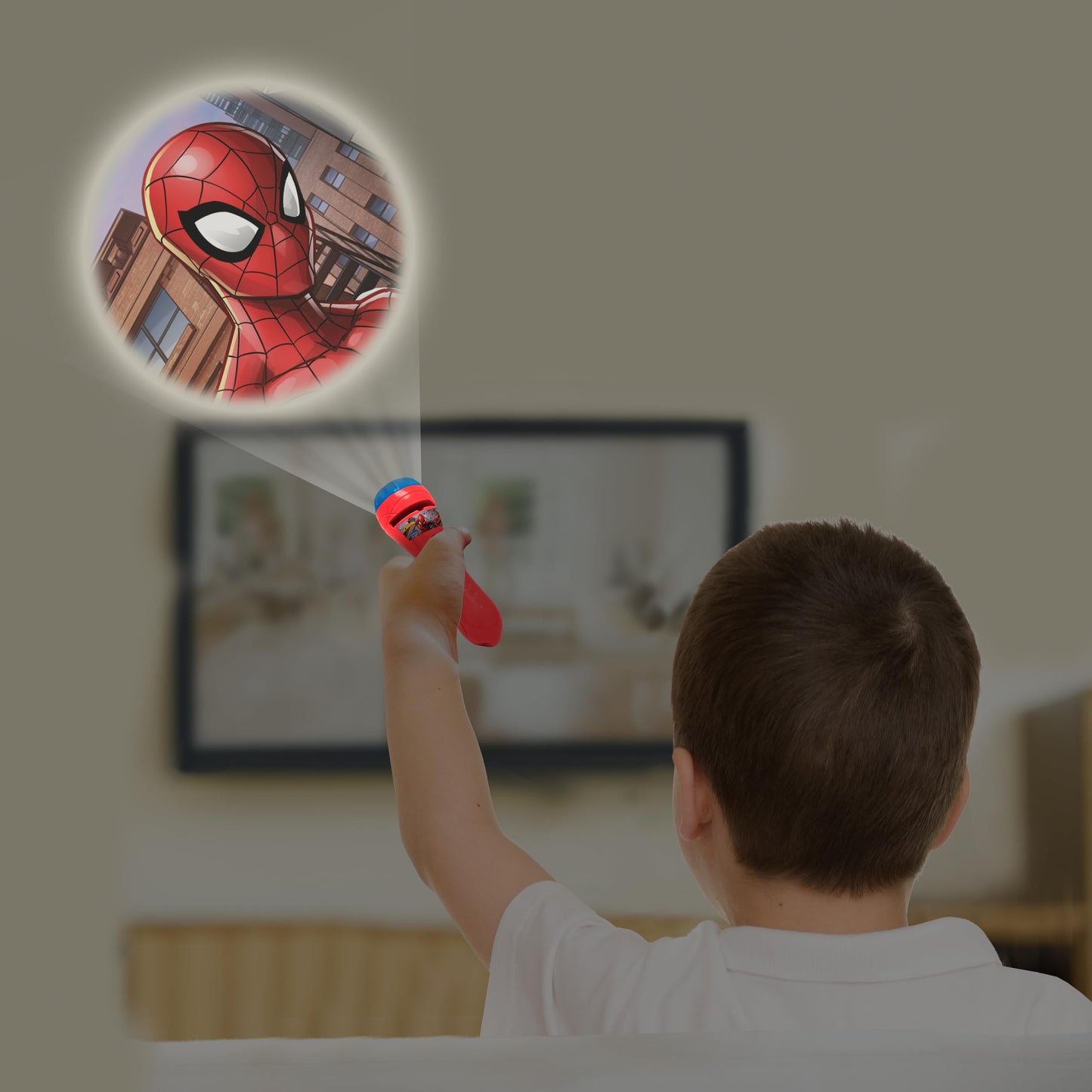 LEXIBOOK Stories projector, Spider-Man torch light and projector with 3 discs, 24 images, create your own stories, LTC050SP