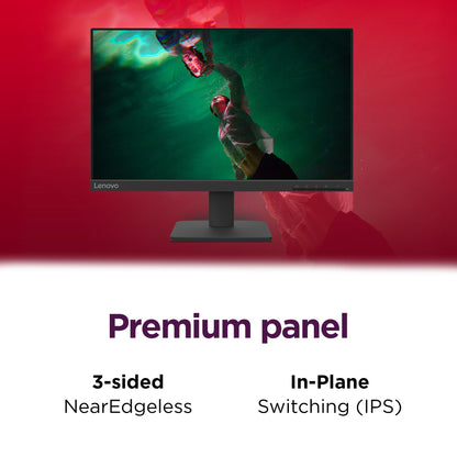 Lenovo L22e-40 Monitor, 21.45” FullHD Resolution, 250 nits Brightness, 75Hz Refresh Rate, AMD FreeSync, HDMI and VGA Ports, Tilt-Adjustable Stand, Natural Low Blue Light, Cloud Grey