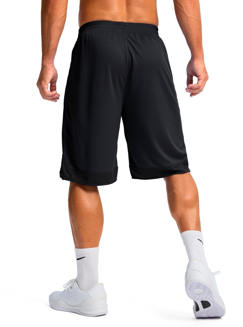 Pudolla Men's Basketball Shorts with Zipper Pockets 11" Long Gym Athletic Shorts for Men Lightweight Quick Dry(Black Medium)