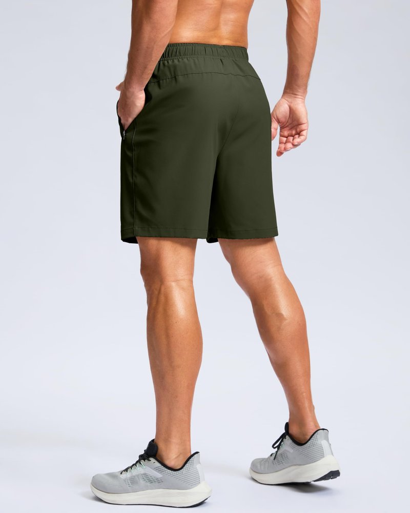 G Gradual Men's Athletic Running Shorts with Zipper Pockets Quick Dry 7"/ 5"/ 9" Workout Gym Shorts for Basketball Hiking(Olive,7L)