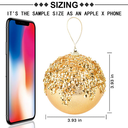 ZHANYIGY 4pc Gold Christmas Ball Ornaments, Shatterproof Christmas Ball Decorations for Trees, Wedding Party Holiday Decorations