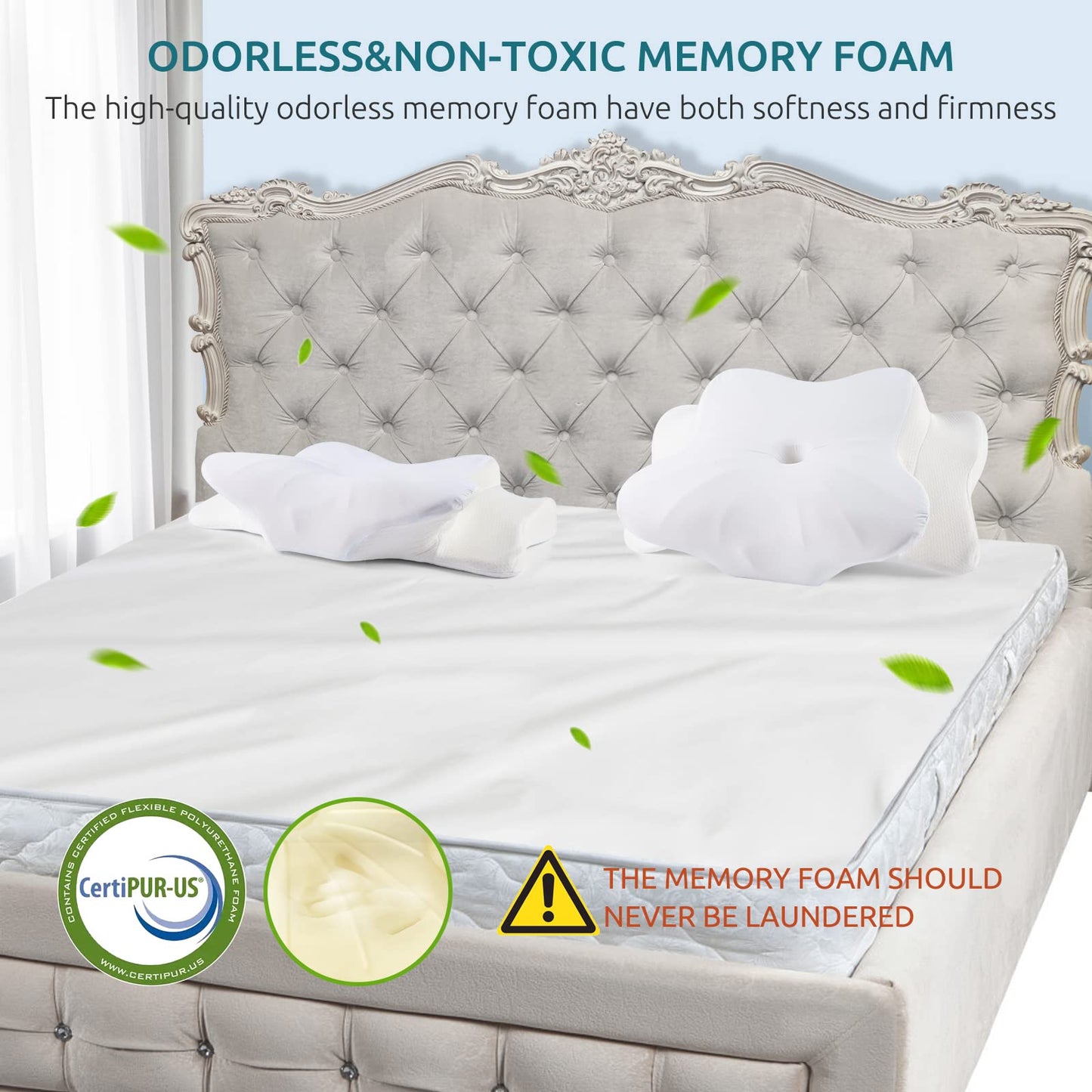 DONAMA Cervical Pillow for Neck and Shoulder,Contour Memory Foam Pillow,Ergonomic Neck Support Pillow for Side Back Stomach Sleepers with Pillowcase