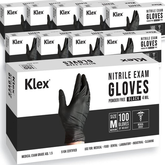 Klex Nitrile Exam Gloves - Medical Grade, Powder Free, Latex Rubber Free, Disposable, Food Safe (1000, Large)