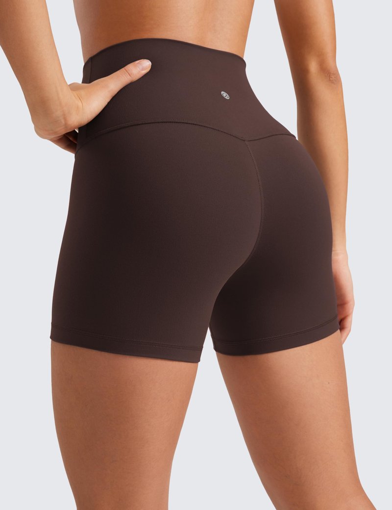 CRZ YOGA Butterluxe Biker Shorts 4'' - High Waisted Booty Workout Volleyball Yoga Womens Spandex Hot Fudge Brown XX-Small