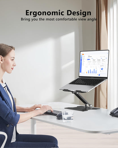 JCZT Laptop Stand for Desk, Adjustable Laptop Riser Holder Mount, Notebook Holder Office Desk Accessories for MacBook Air, Pro, Dell, HP, Lenovo More, All 10-16'' Notebooks Laptops (Matte Black)