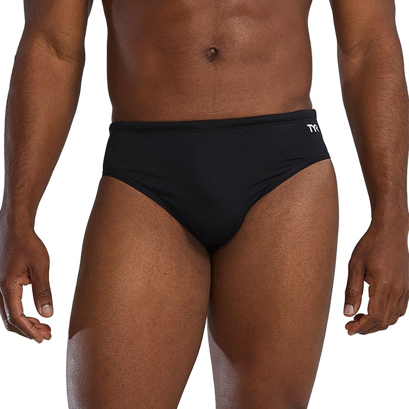 TYR Men's Durafast Elite Racer Brief Swimsuit, 28, Black