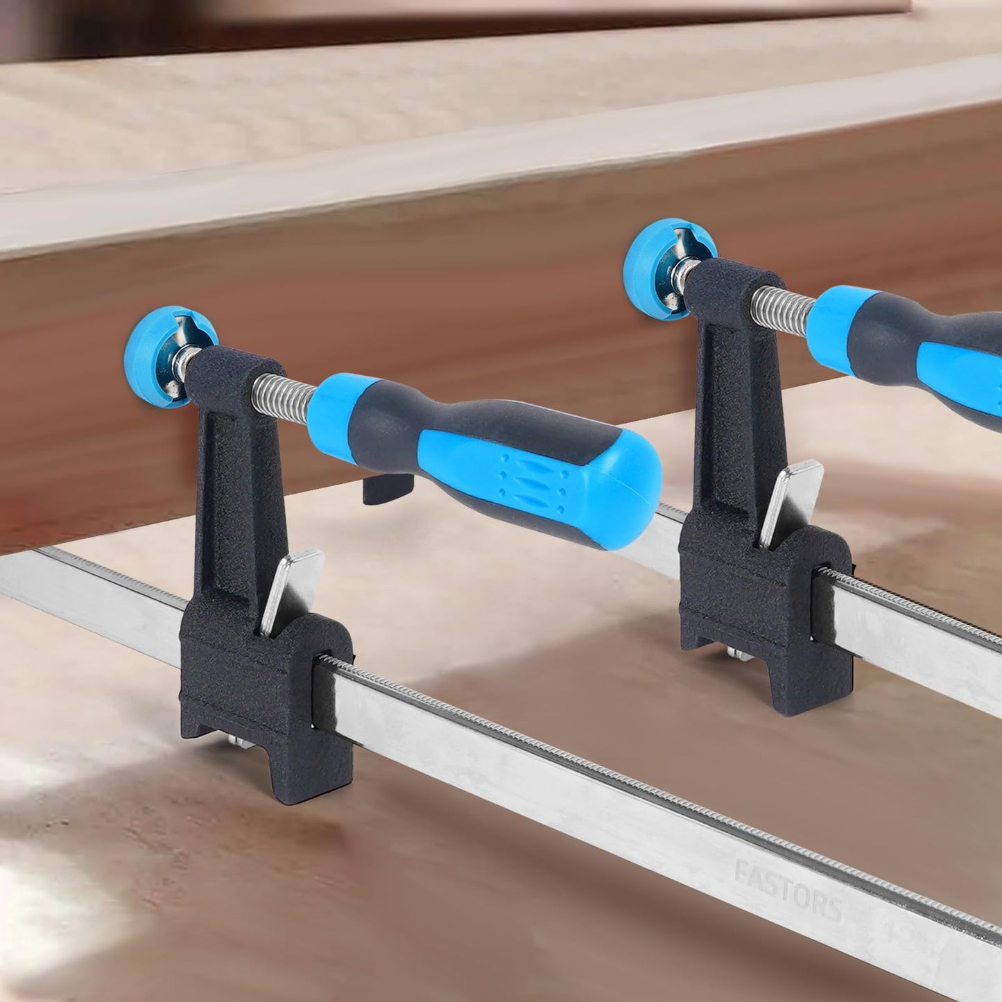 FASTORS Bar Clamps for Woodworking 24 Inch,2-Pack Wood Clamps Adjustable and Release Quickly,Throat Depth 2.5 Inch, Serrated Steel Rail,Bar Clamps Force 600 Lbs