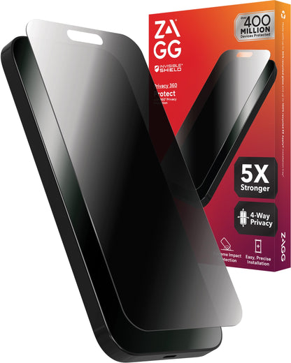 ZAGG Glass Elite Screen Protector for iPhone 16 Pro - 5X Stronger, Reinforced Edges, Ultra-Strong Tempered Glass, Scratch Resistant, Anti-Smudge, Easy Installation, InvisibleShield, Eco-Friendly