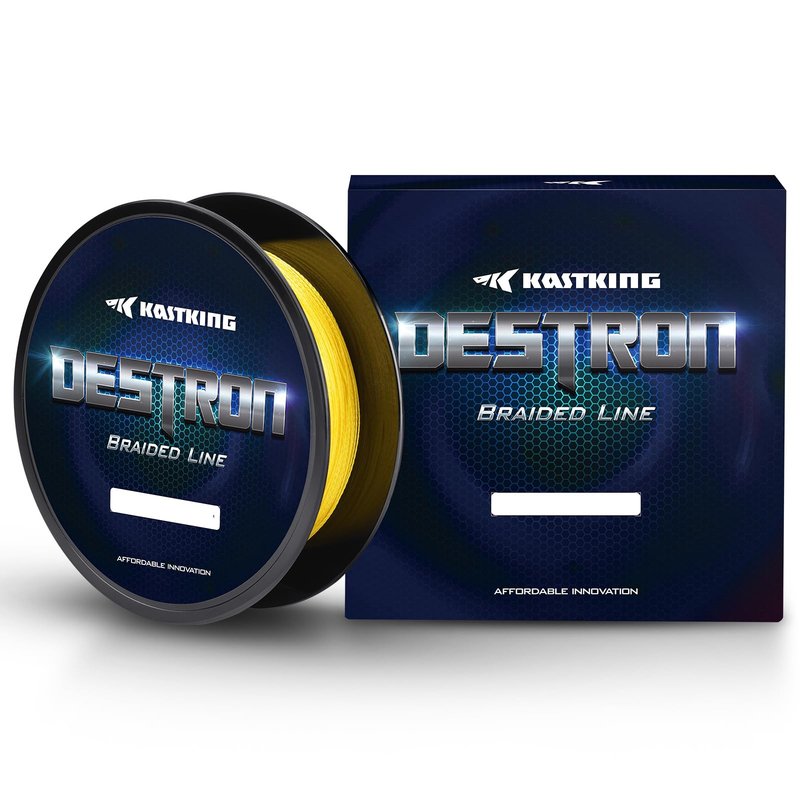 KastKing Destron Braided Fishing Line, Yellow, 4 Stands, 15LB, 300Yds