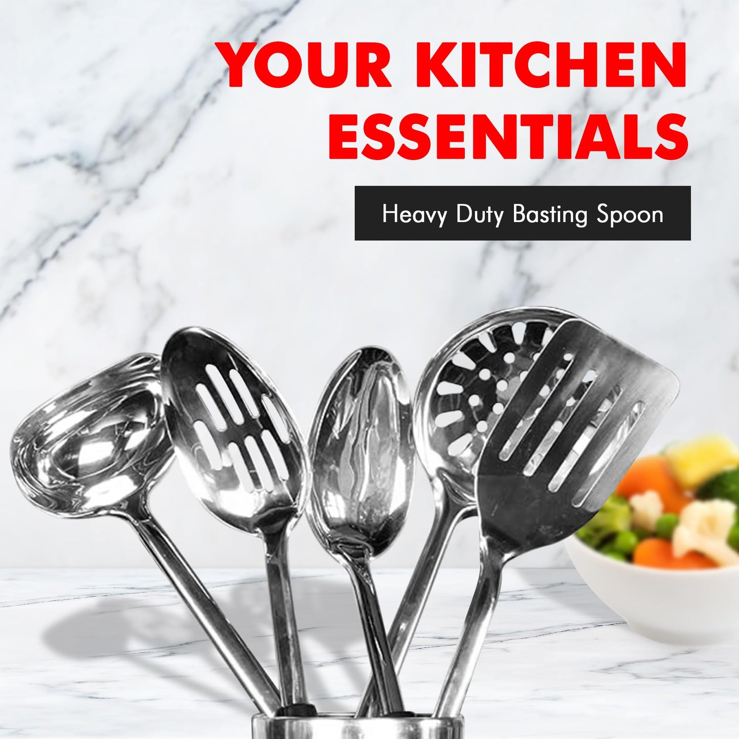 Chef Craft Select Heavy Duty Basting Spoon, 12 inch, Stainless Steel