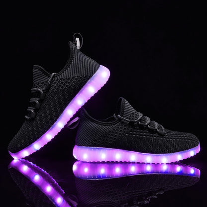 Light Up Shoes for Women Men USB Charging LED Shoes Adult Halloween Dancing Glowing Luminous Trainers Mesh Upper Flashing Sneakers(Black,9)