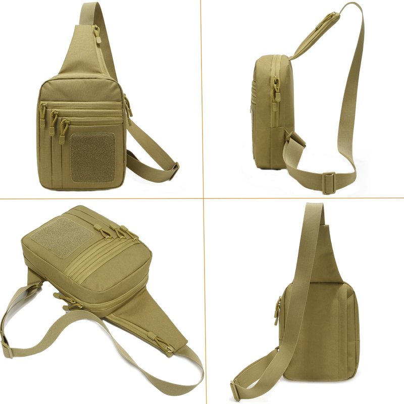 SXJWISHES Tactical Sling Shoulder Bag Concealed Carry bags EDC Crossbody pack Sling Backpack Chest Daypack Crossbody Backpack for Travel Sports Running Hiking (Khaki)