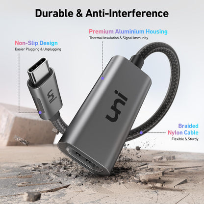 uni USB C to HDMI Adapter 4K@60Hz, Thunderbolt 4/3 to HDMI Adapter, [Sturdy Aluminum&Nylon] Type C to HDMI Converter for iPhone 15 Series, MacBook Pro/Air, iPad Pro, Surface Pro, Galaxy, Dell XPS