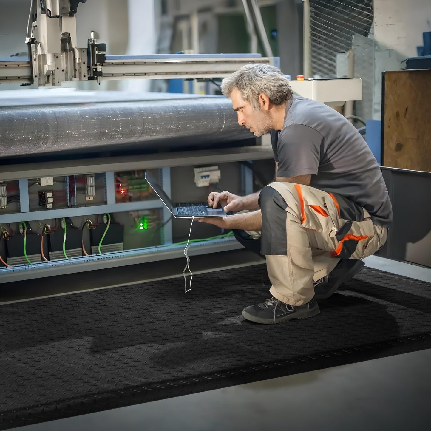 ISXACFF Anti Fatigue Mats Industrial 3' x 5' 15/16" Thick Ergonomic Standing Mat Commercial Kitchen Mat Heavy Duty Diamond Plate Shop Floor Mat Helps Relieve Back and Leg Soreness