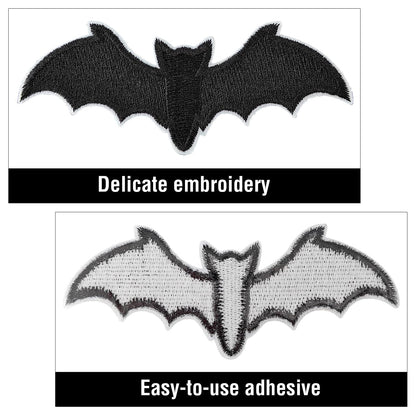 TACVEL 12 Pieces Black Bat Halloween Iron on Patch, Embroidered Sew On/Iron on Patch Applique for Clothes, Dress, Hat, Jeans, DIY Accessories-Style 2