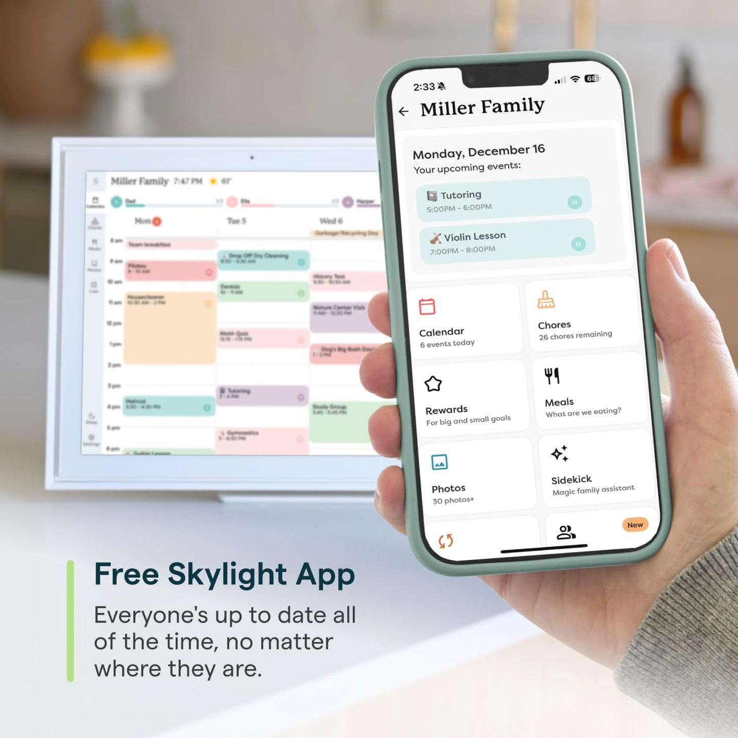 Skylight Calendar: 15-inch Digital Calendar & Chore Chart, Smart Touchscreen Interactive Display for Family Schedules – Wall Mount Included, Great for Organizing Your 2025 Wall Planner