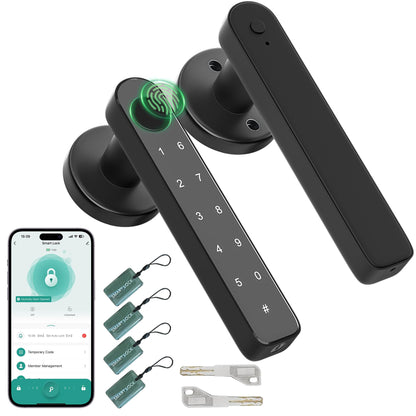 HEIXSMT Fingerprint Door knob, Fingerprint Door Lock with Code,Keyfob Card,Bluetooth,Key,Biometric Smart Lock for Home Bedroom Apartment