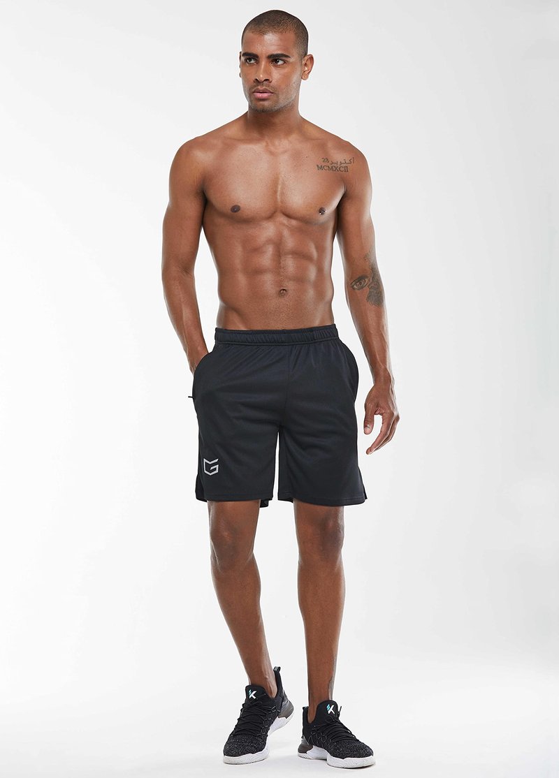G Gradual Men's 2 Pack 7" Workout Running Shorts Quick Dry Lightweight Gym Shorts with Zip Pockets (2 Pack: Black/Black Large)