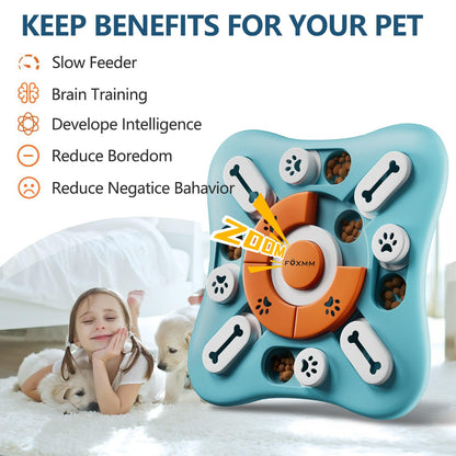 FOXMM Interactive Dog Treat Puzzle Toys for IQ Training & Mental Stimulating,Fun Slow Feeder,Large Medium Small Dogs Enrichment Toys with Squeak Design