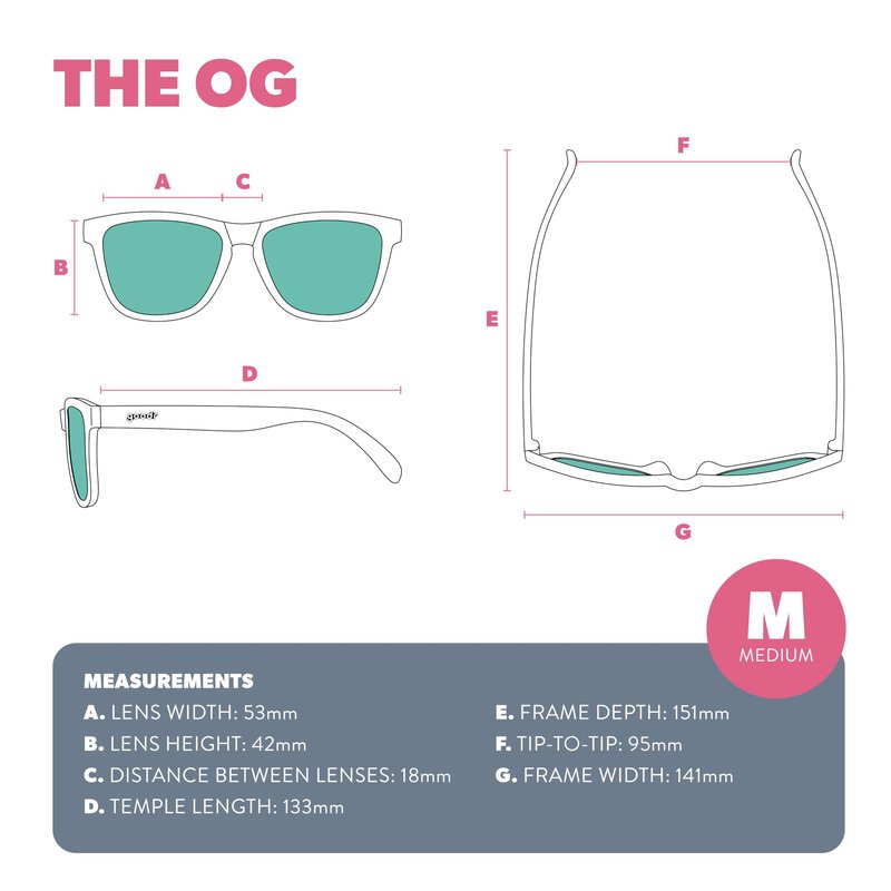 goodr Flamingos on a Booze Cruise Polarized Sunglasses, Medium Sized (OG), Pink Translucent Frames with Teal Mirored Reflective Lens, UV400 Protection, No Slip, No Bounce