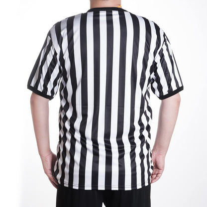 obmwang Referee Shirt for Womens and Mens, Black and White Stripe Umpire Jersey V Neck Ref Uniform for Football Halloween