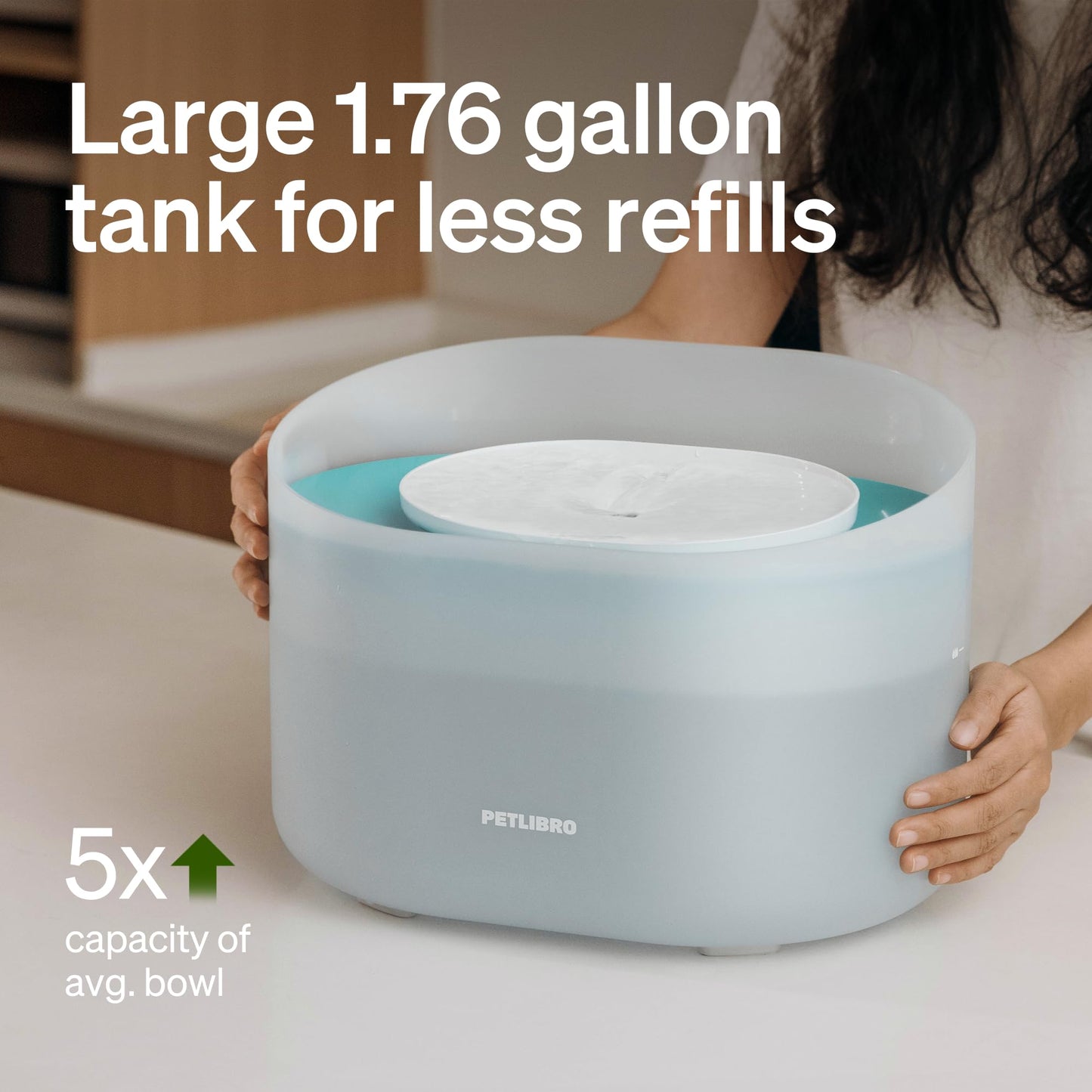 PETLIBRO Capsule Cat Dog Water Fountain Bowl, 8L/1.76 Gallons, Anti-Spill Guard, Vortex Flow Anti-Choking, Easy Refill & Clean, Transparent Casing, Ideal for Medium to Large Dogs Drinking (Plastic)