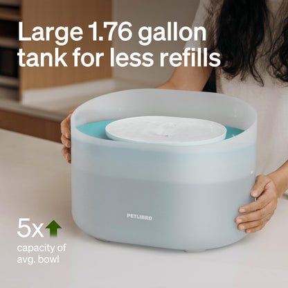 PETLIBRO Capsule Cat Dog Water Fountain Bowl, 8L/1.76 Gallons, Anti-Spill Guard, Vortex Flow Anti-Choking, Easy Refill & Clean, Transparent Casing, Ideal for Medium to Large Dogs Drinking (Plastic)