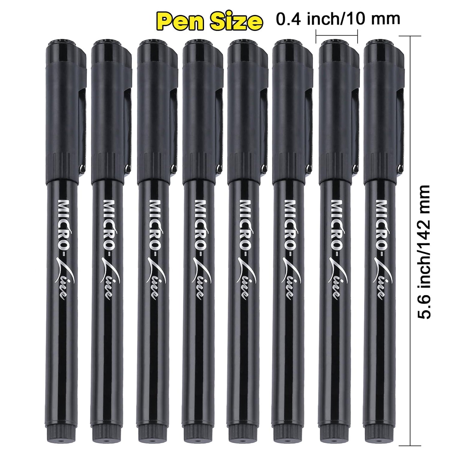 Dyvicl Hand Lettering Pens, Calligraphy Brush Pens Art Markers for Beginners Writing, Sketching, Drawing, Illustration, Scrapbooking, Journaling, Black Ink Pen Set, 8 Sizes