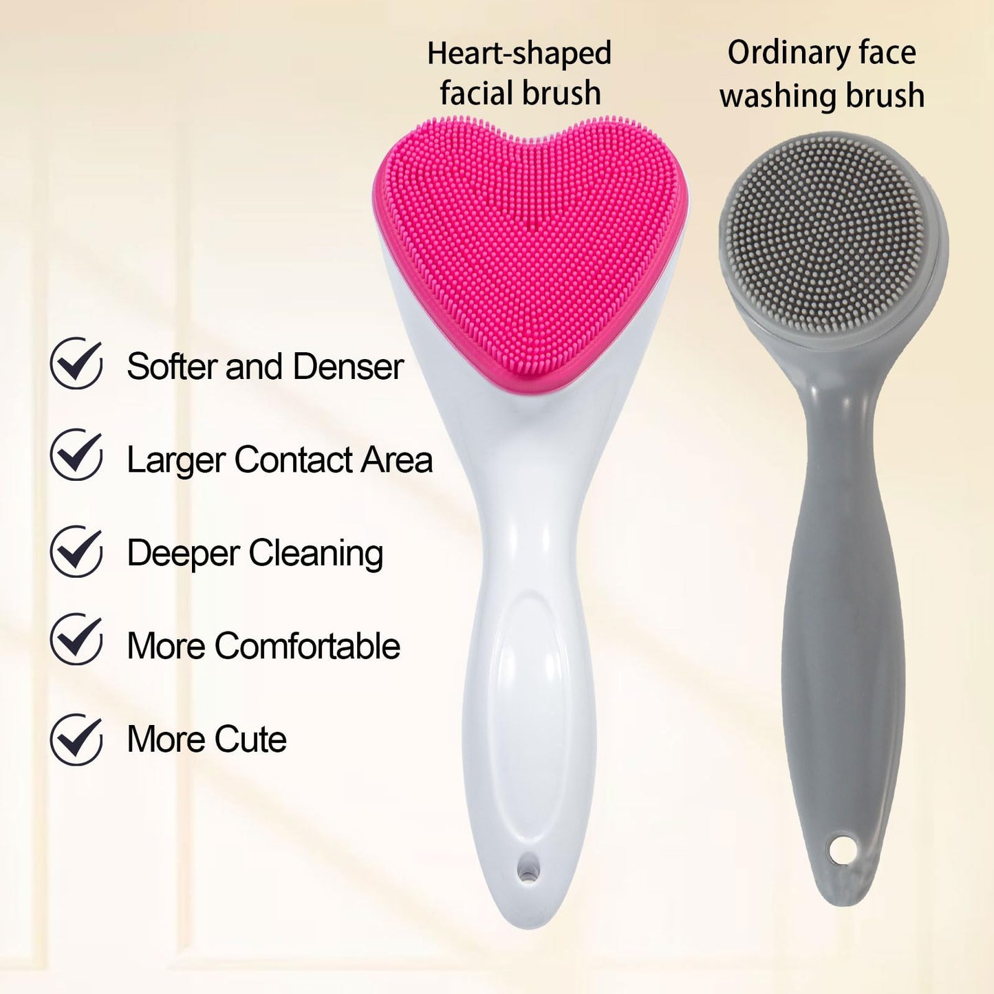 2 Pack Silicone Face Scrubber Exfoliating Brush, Manual Handheld Facial Cleansing Brush Blackhead Scrubber, Soft Bristles Waterproof for Face Skincare (Round-Pink)